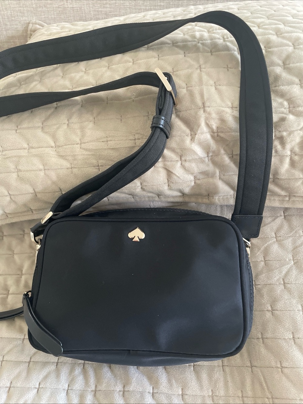 kate spade Black Nylon Crossbody Camera Bag with Gold Spade